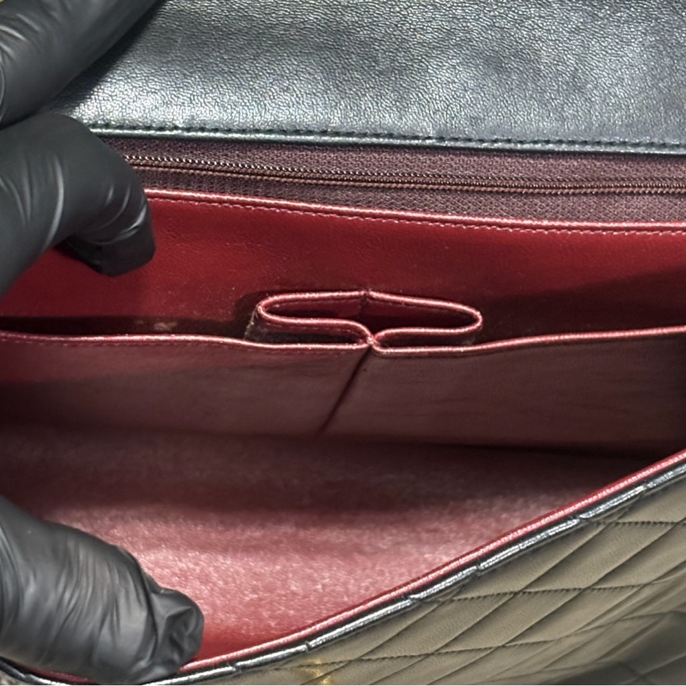 CHANEL Vintage 1986 Classic Quilted Lambskin Flap Bag Black/Red - Picture 11 of 15